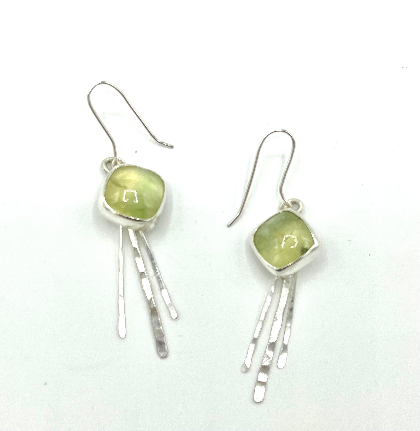 Prehnite Feather Earrings