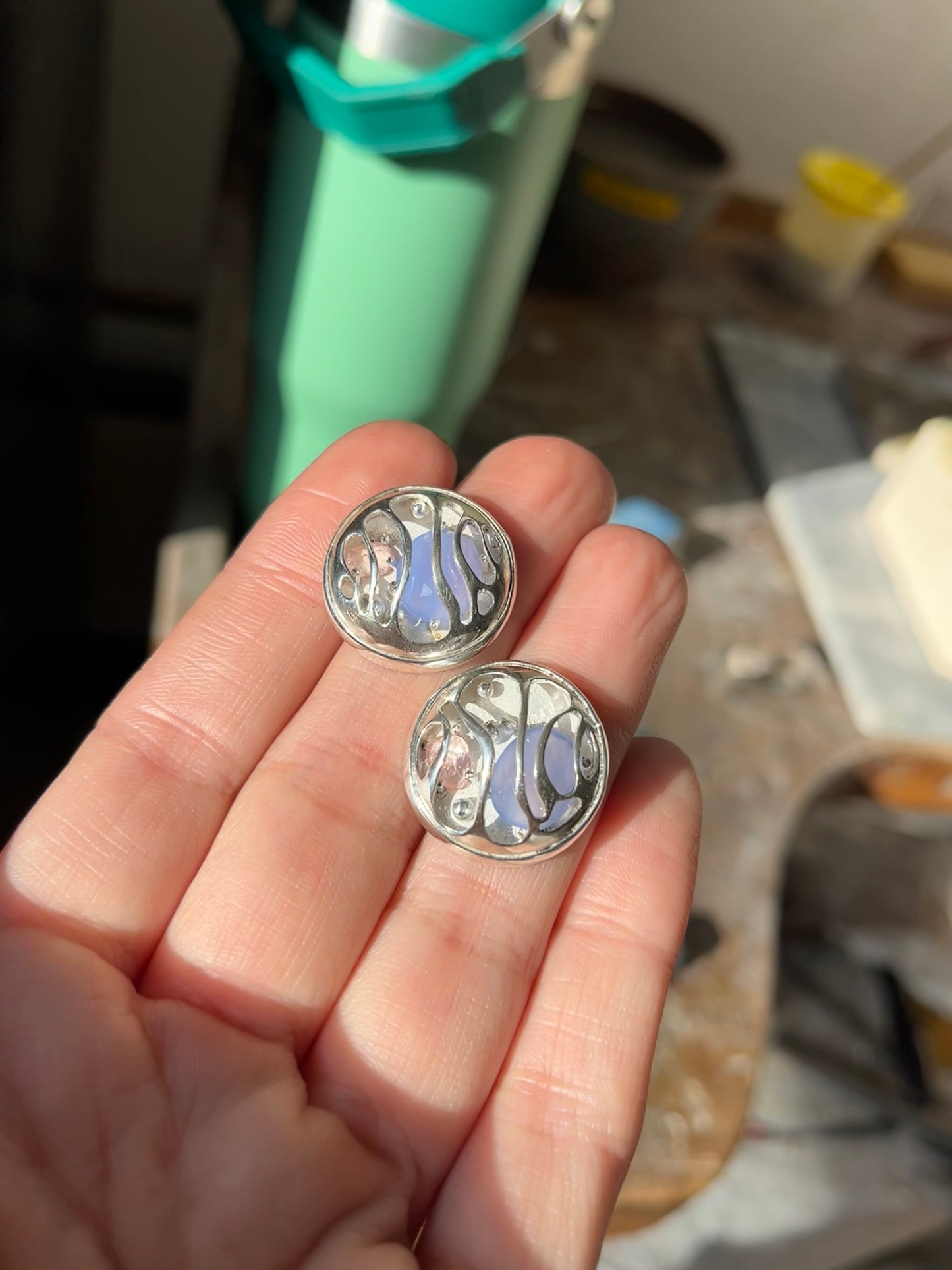 Chalcedony Studs